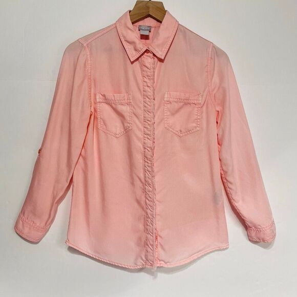 Chico's Tops - Chico’s Pink Fringe Button Up Shirt Size 0P/US 4-6P